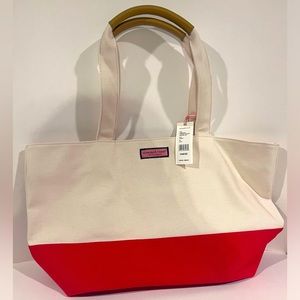 Vineyard Vines tote red white canvas new with tags
